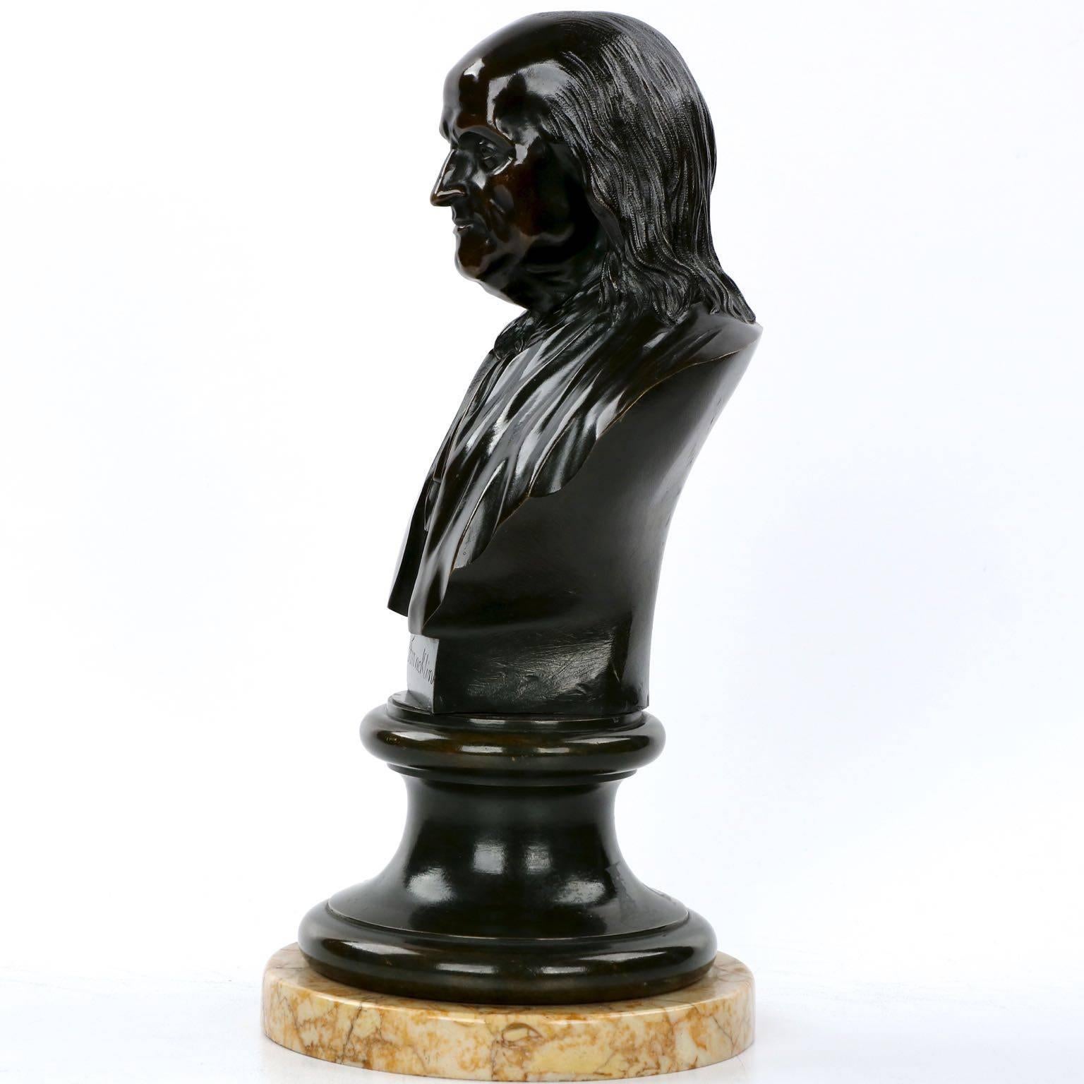 French Patinated Bronze Sculpture of Benjamin Franklin, 19th Century 1