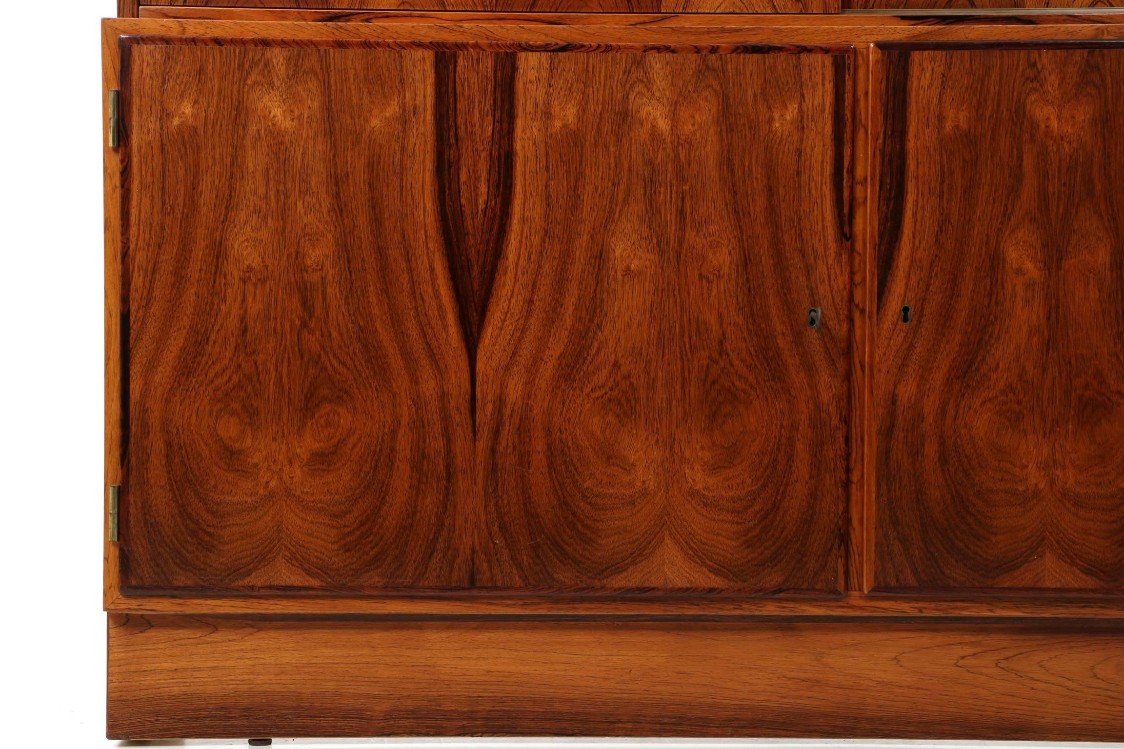 20th Century Danish Mid-Century Modern Rosewood Bookcase Display Cabinet, Poul Hundevad