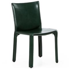 Mario Bellini for Cassina "Cab" Green Saddle Leather Side Chair