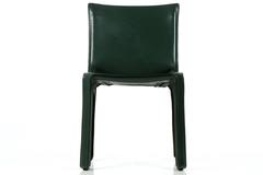 Mario Bellini for Cassina "Cab" Green Saddle Leather Side Chair