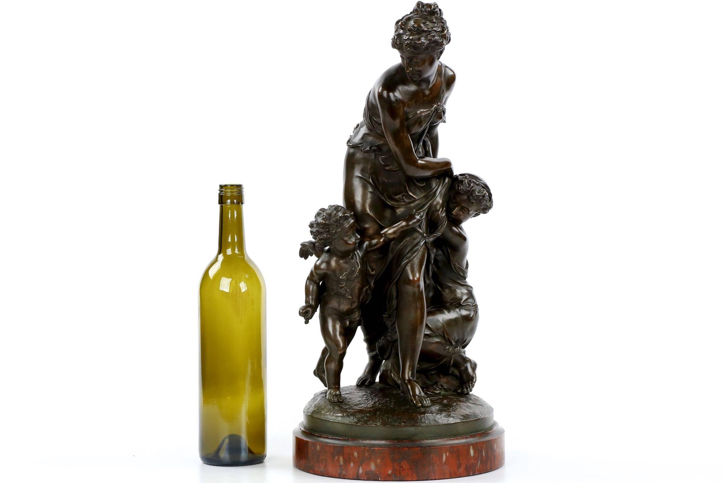 Bronze group of two females and cupid after model by Pierre Eugene Emile Hebert (French, 1828-1893).
"Le Jeu de Cache-Cache", signed in base "E. Hebert," stamped on base edge "Tiffany & Co."
  

A moving and