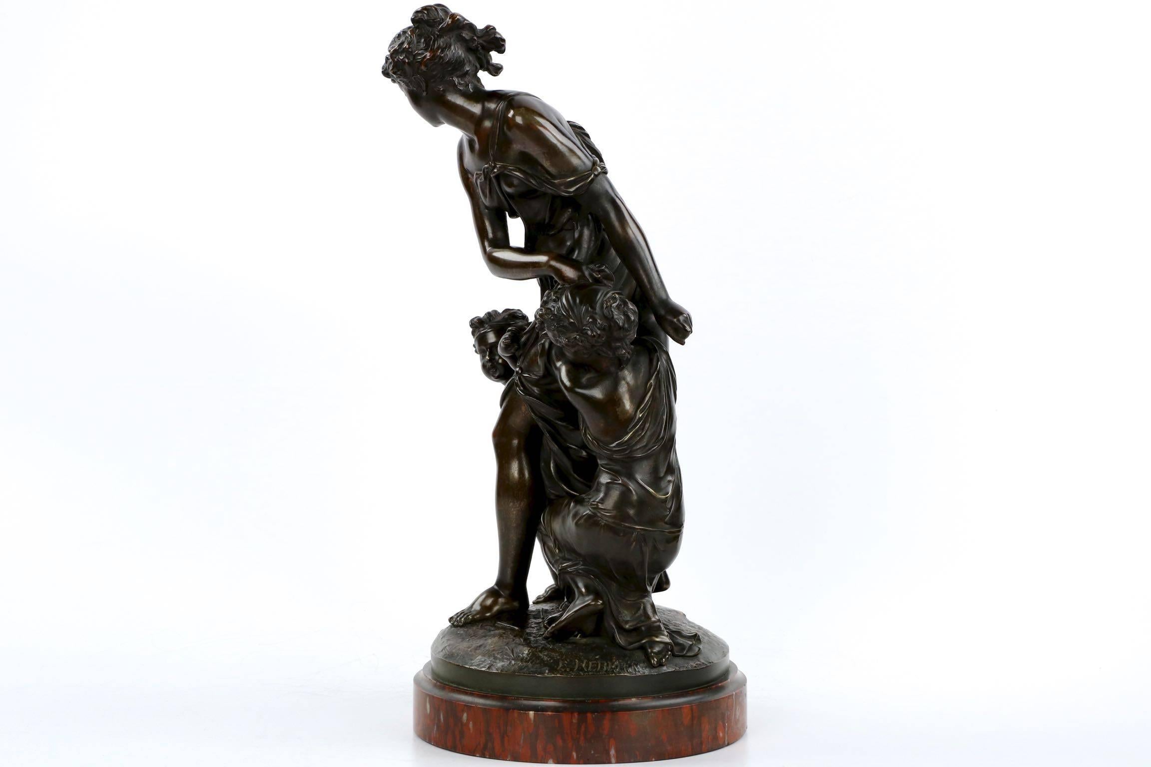 Patinated Pierre Eugene Emile Hebert French Bronze Sculpture 