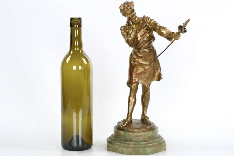 Fine Henryk Kossowski French Gilt Bronze Antique Sculpture of Swordsmith by Siot For Sale at 1stdibs