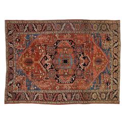 Authentic Semi Antique Heriz Persian Rug Carpet, circa 1920