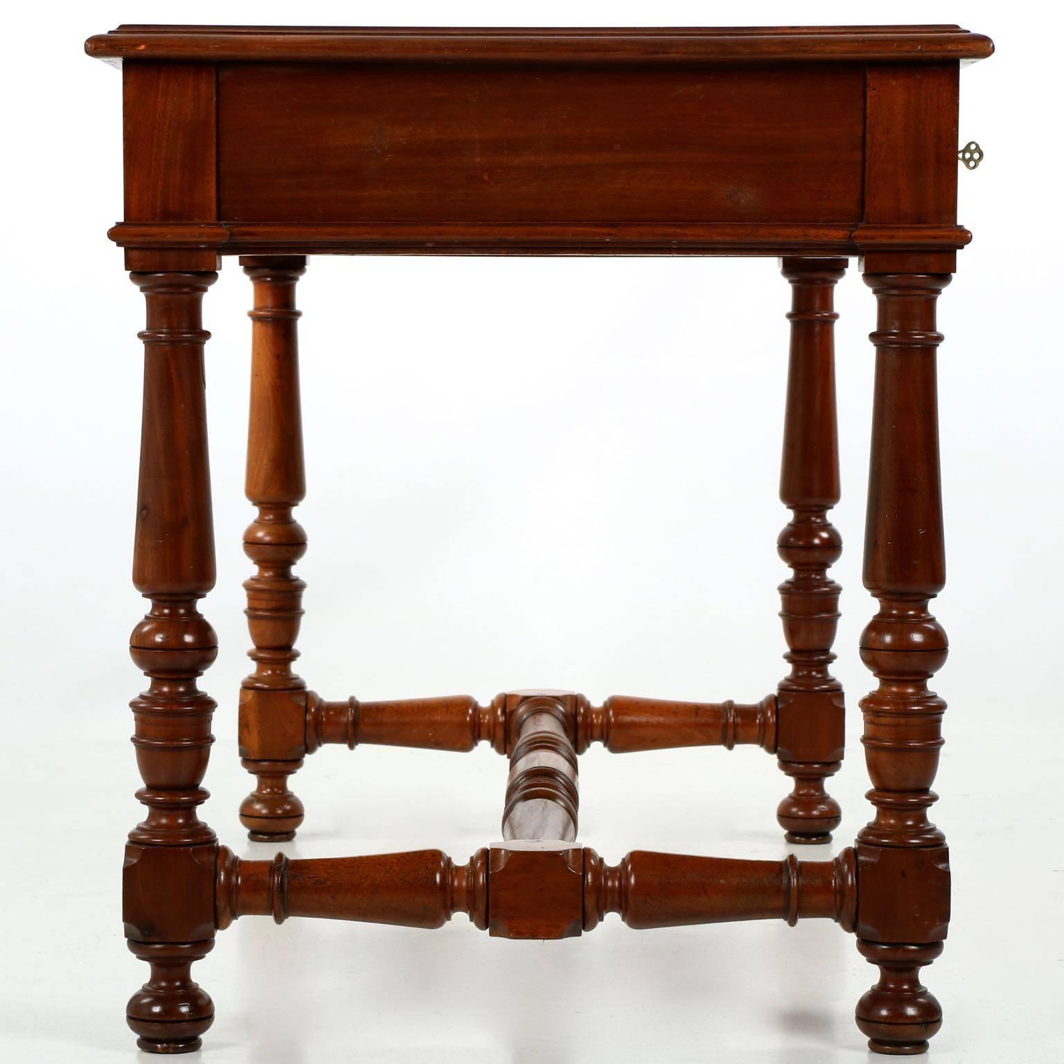 British English William and Mary Style Antique Writing Desk W/ Leather Top, circa 1900