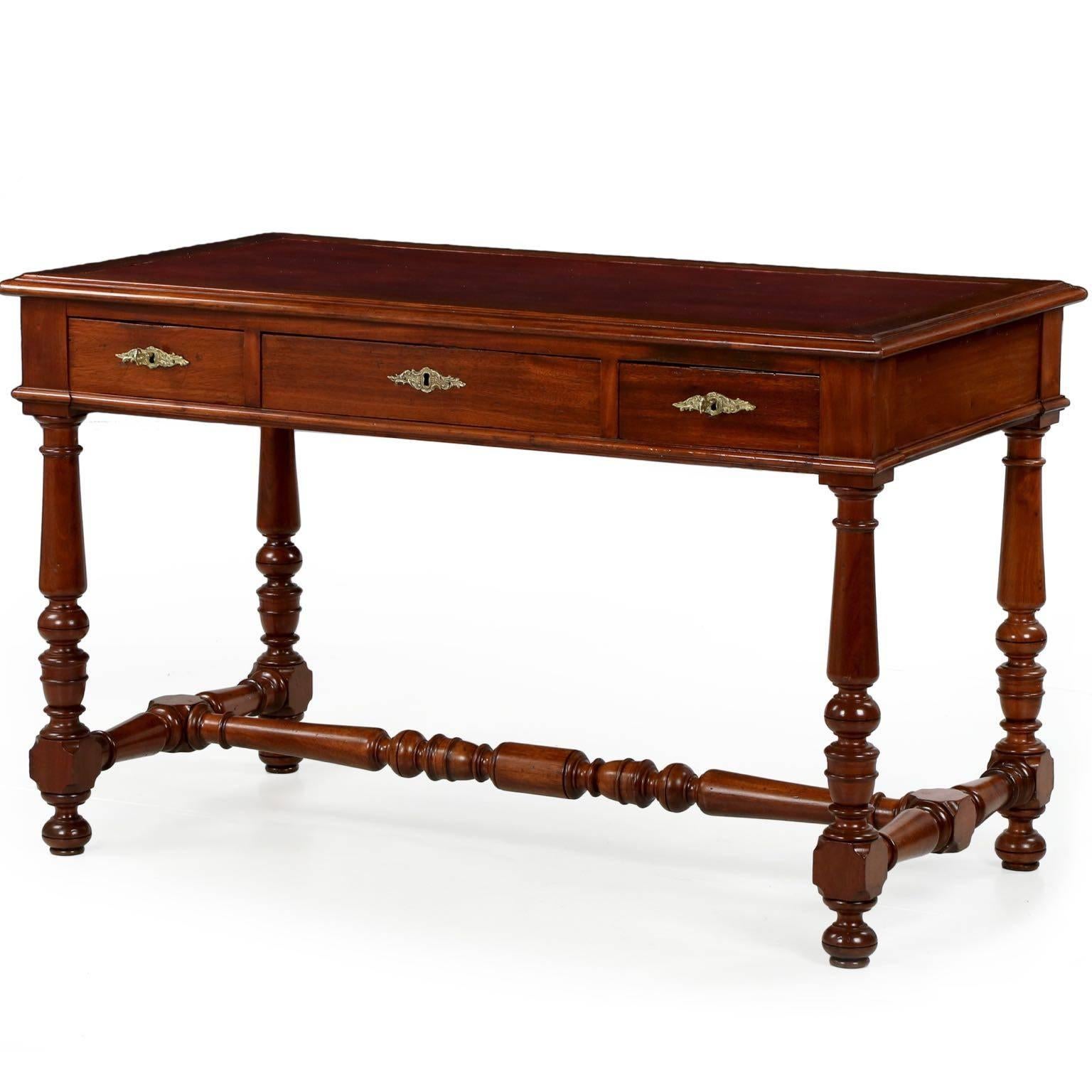 English William and Mary Style Antique Writing Desk W/ Leather Top, circa 1900