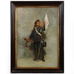 Fine and Original Roger De Vane Painting of Prussian Soldier Surrender