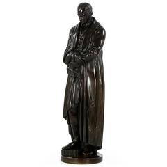 Antique Impressive 40" H Original Bronze Sculpture of Inventor James Watt, 19th Century