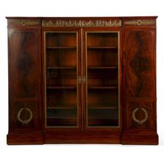French Empire Ormolu-Mounted Mahogany Antique Bookcase Cabinet, 19th Century