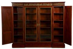 French Empire Ormolu-Mounted Mahogany Antique Bookcase Cabinet, 19th Century