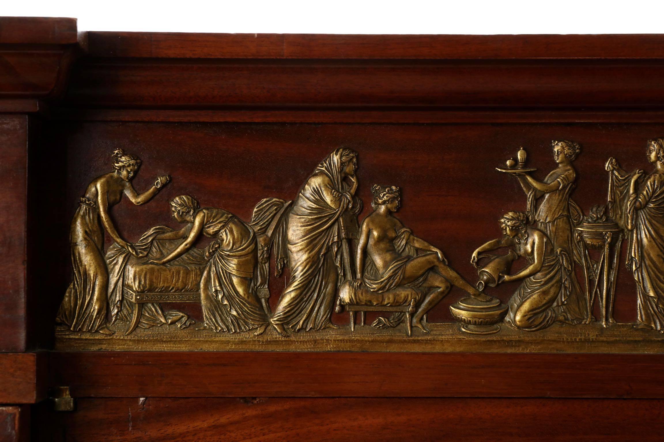 French Empire Ormolu-Mounted Mahogany Antique Bookcase Cabinet, 19th Century 2