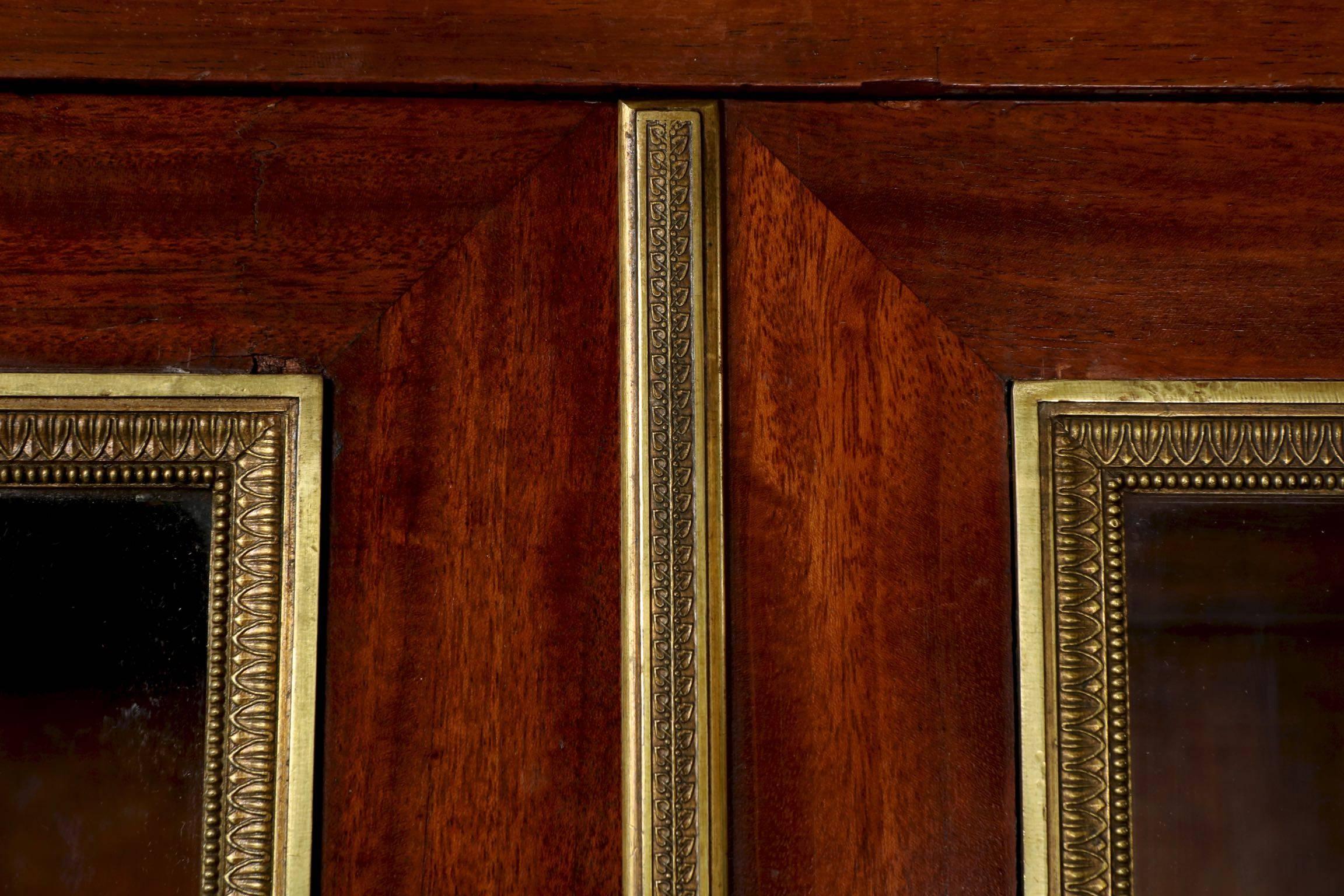 French Empire Ormolu-Mounted Mahogany Antique Bookcase Cabinet, 19th Century 3