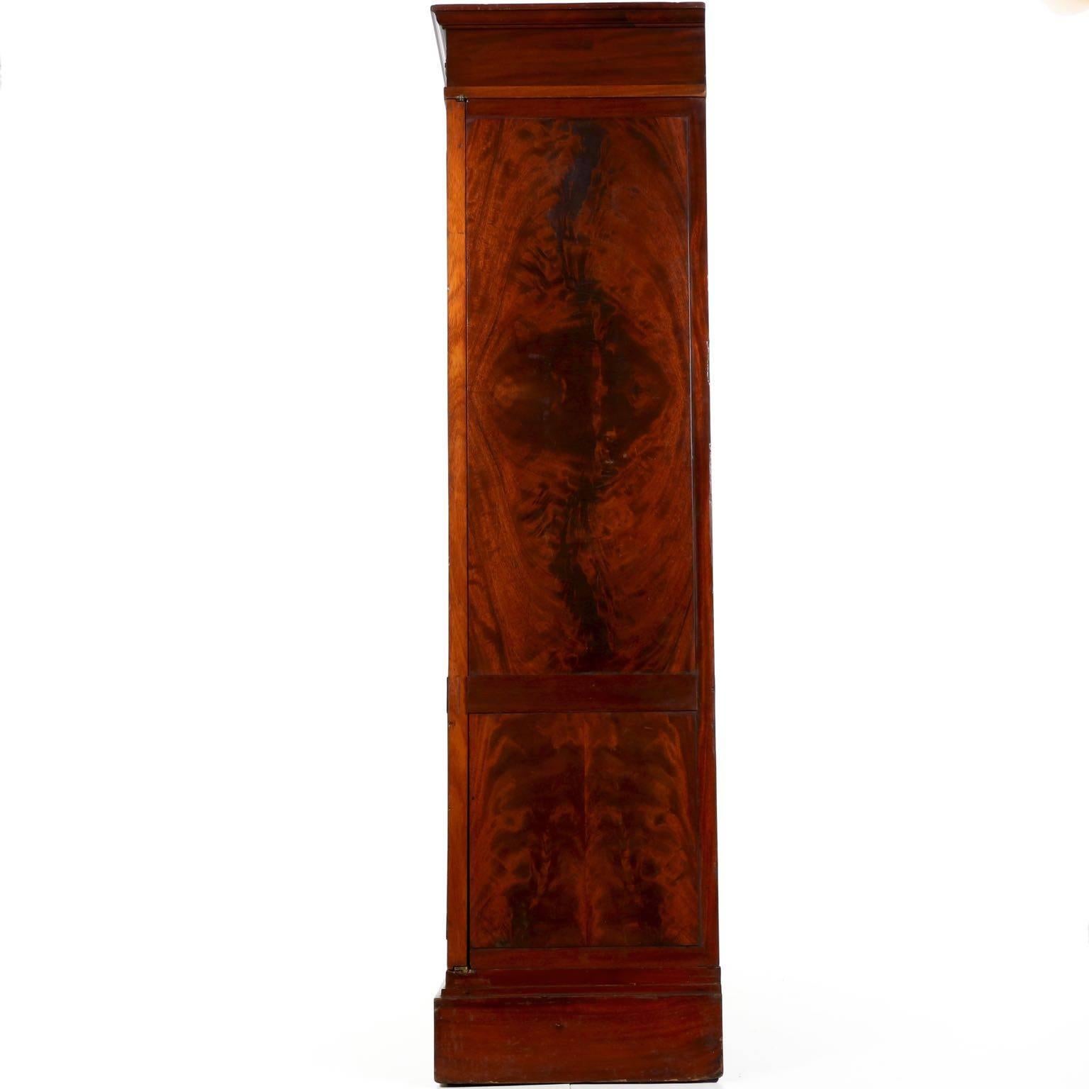 Bronze French Empire Ormolu-Mounted Mahogany Antique Bookcase Cabinet, 19th Century