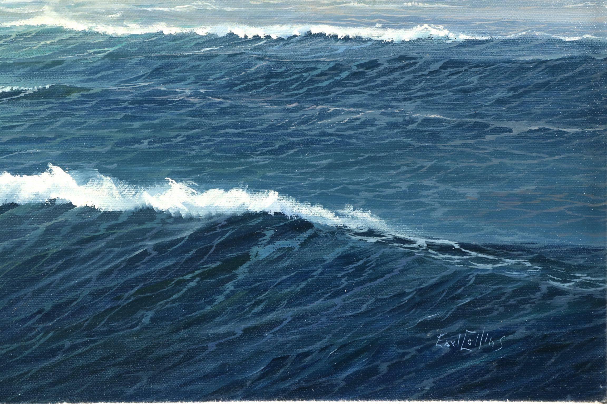 Earl Collins Nautical Marine Oil Painting on Canvas, 