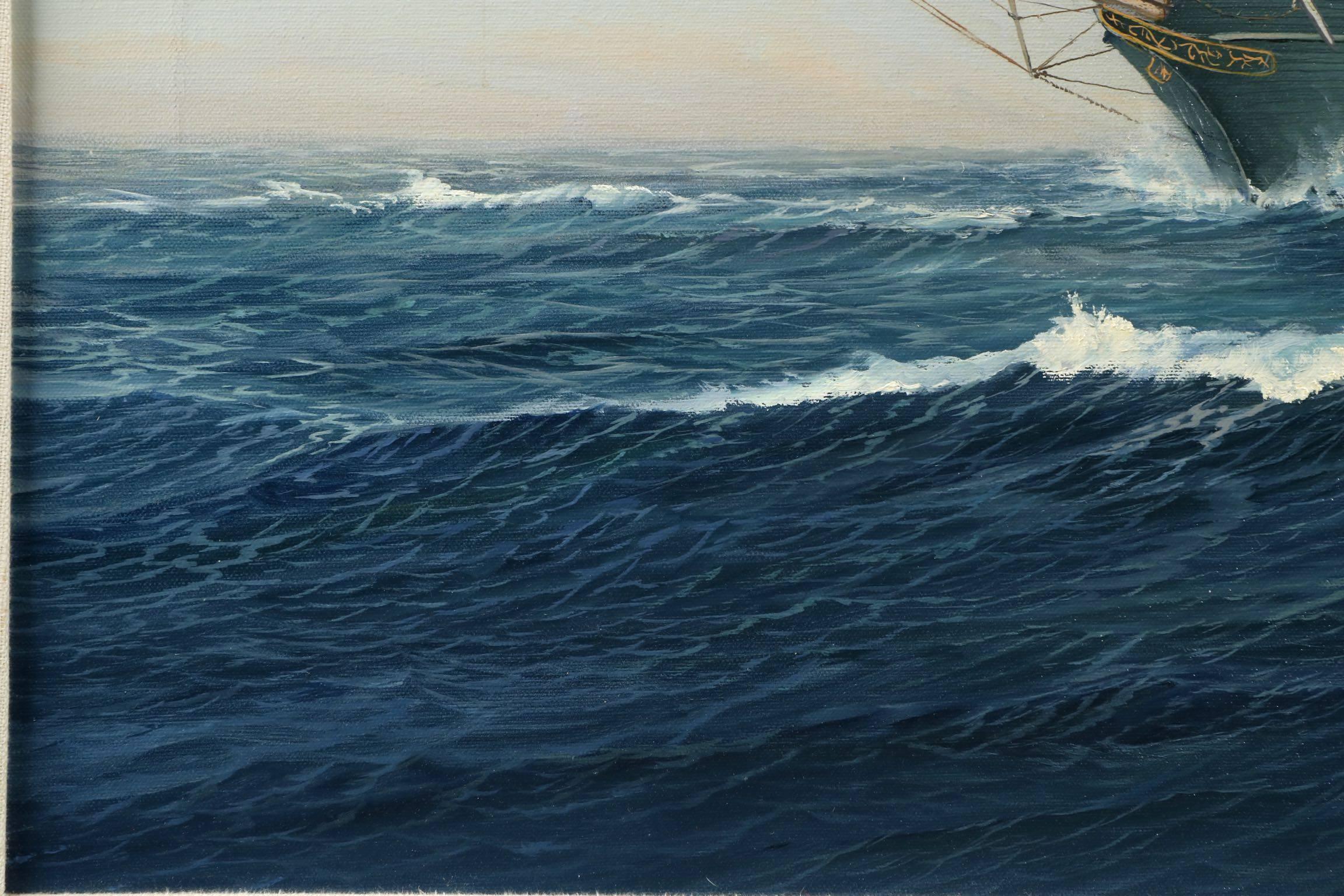 American Earl Collins Nautical Marine Oil Painting on Canvas, 