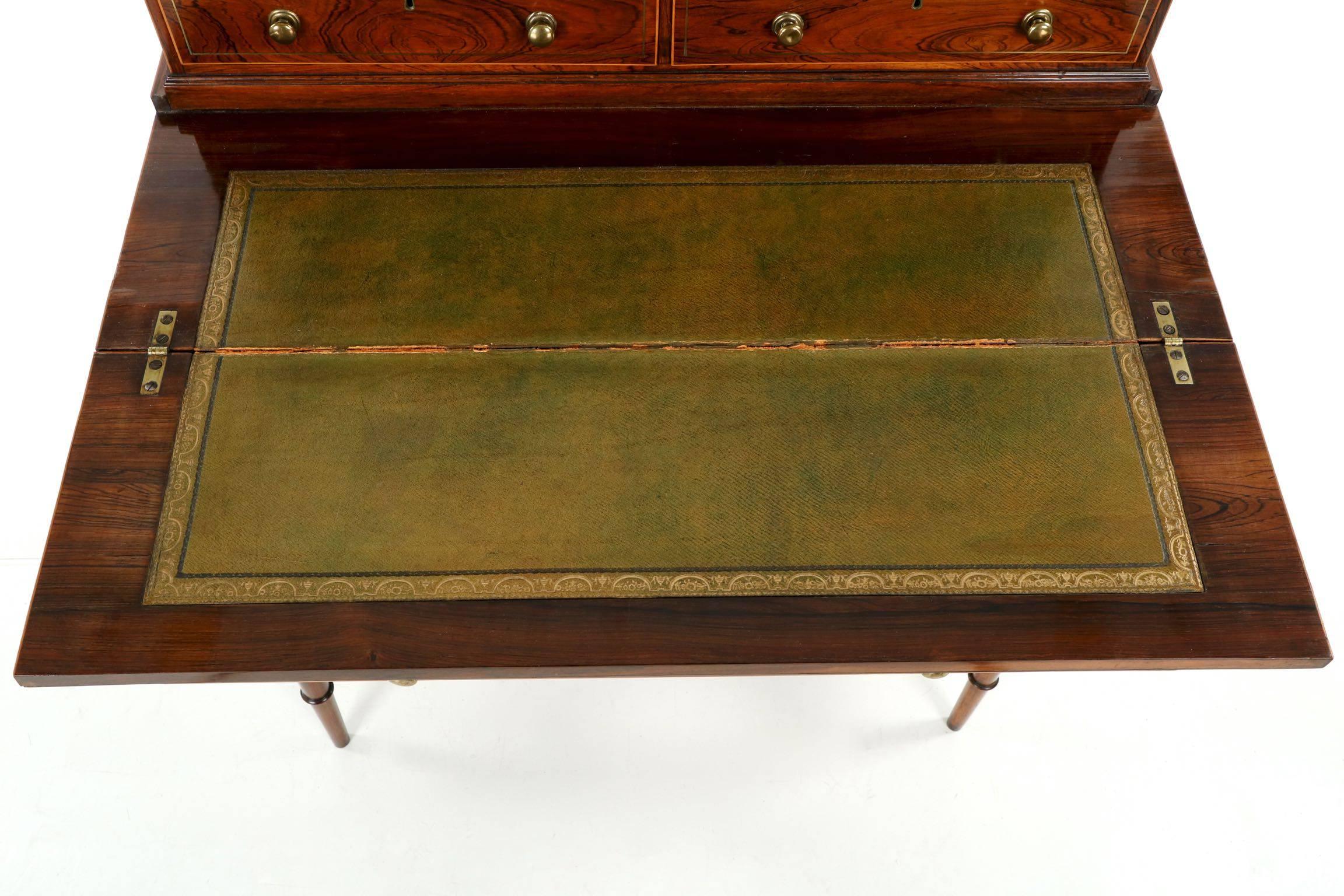 Regency Rosewood Bonheur du Jour Antique Writing Desk, English circa 1820 3