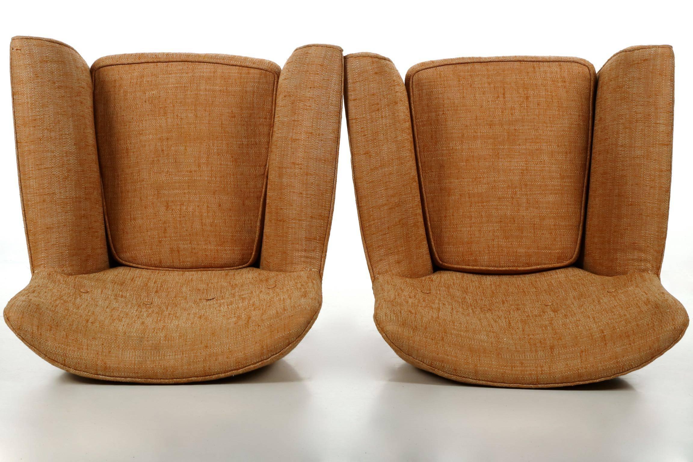 Beech Pair of Vintage Mid-Century Modern Sculpted Lounge Armchairs