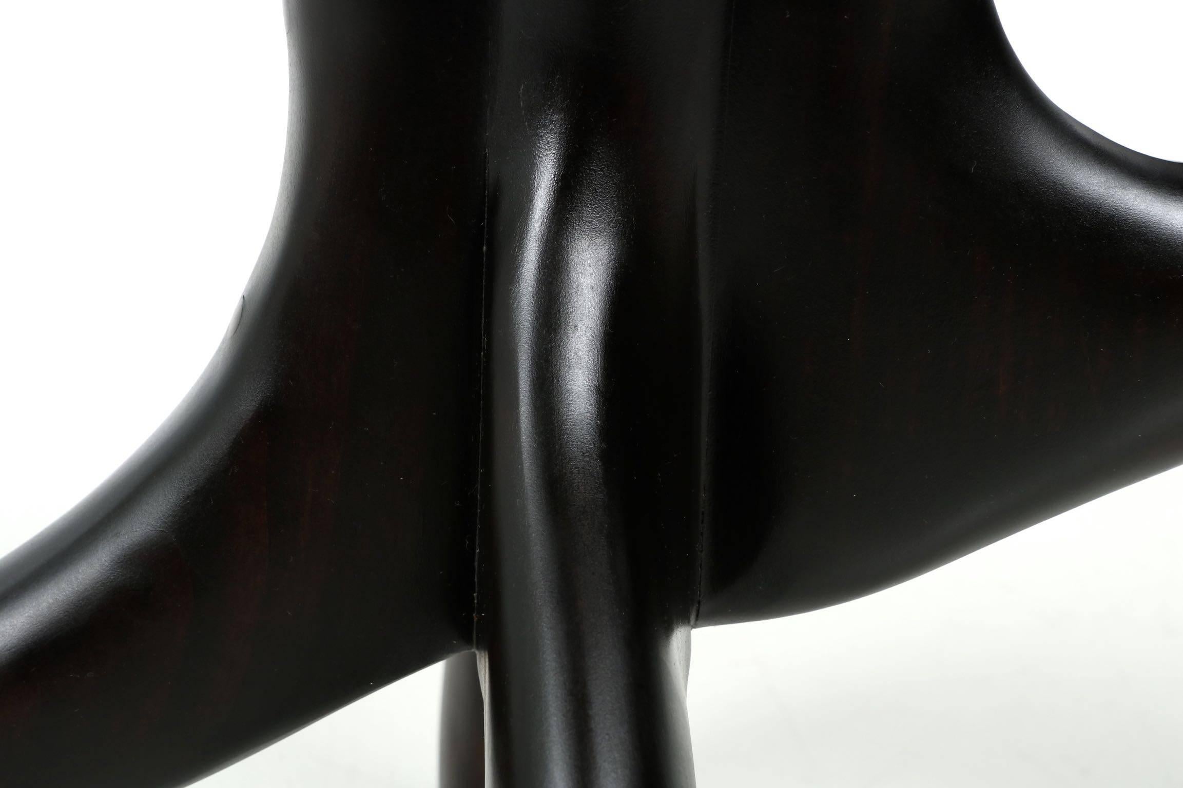 Exceptional Organic Modern Sculpted Poplar and Ebonized Maple Side Table 1