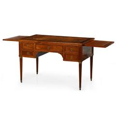 French Louis XVI Leather Top Bureau Plat Antique Writing Desk, 19th Century