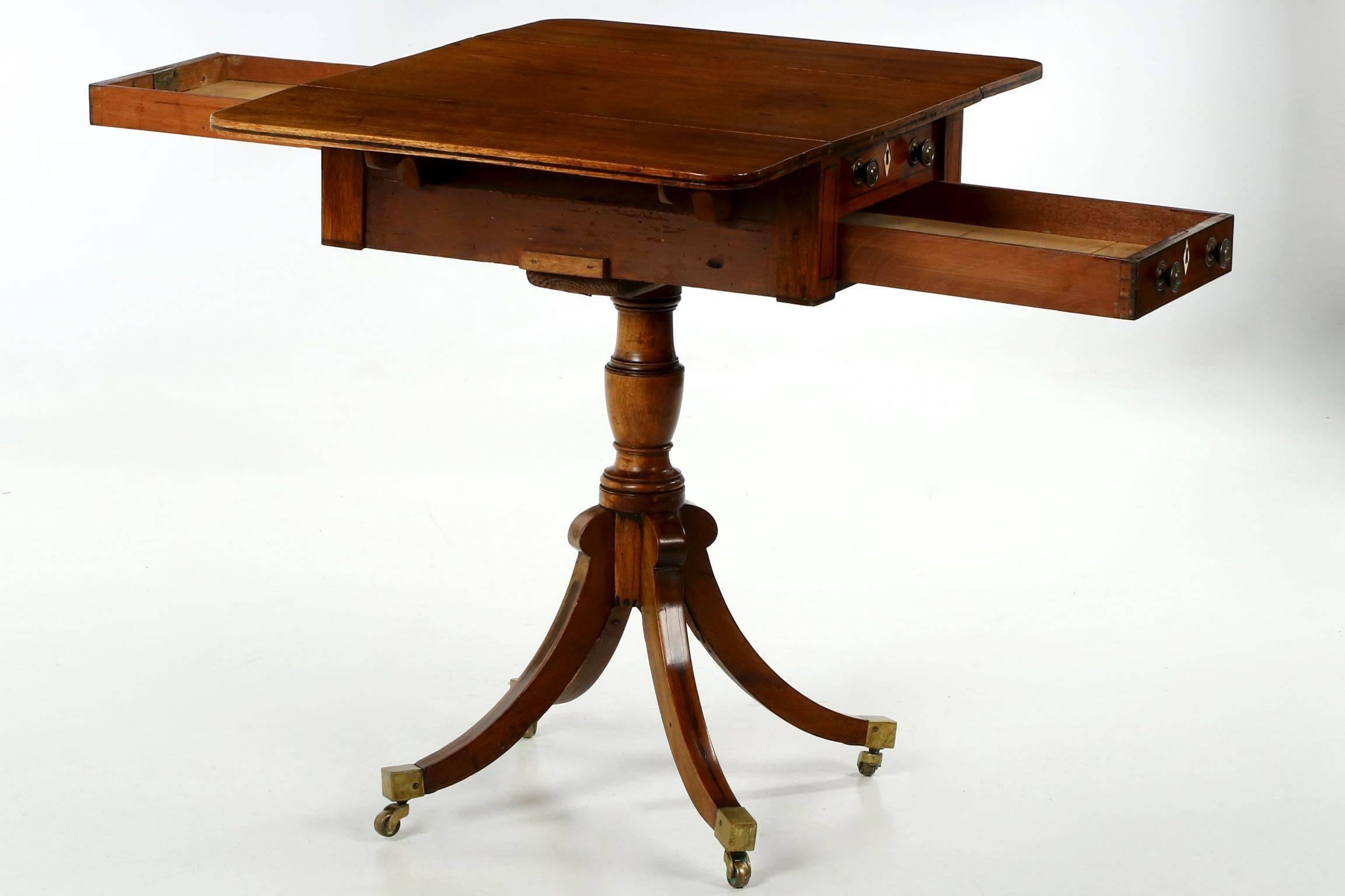 Small English George III Mahogany Antique Pembroke Table, circa 1810 4