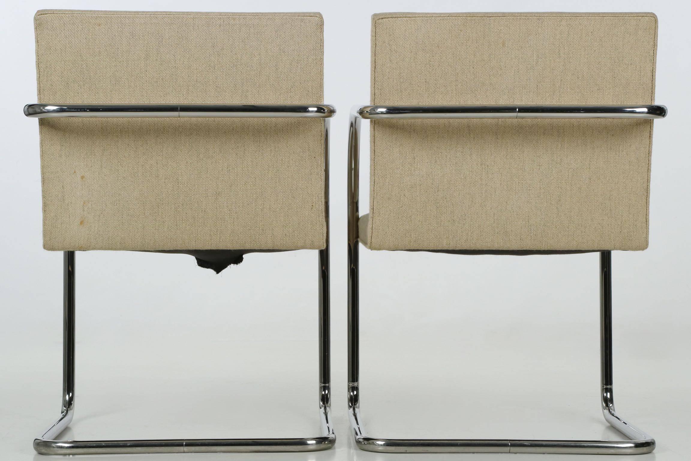 American Six Ludwig Mies van der Rohe for Knoll BRNO Chrome Dining Chairs, circe 1979