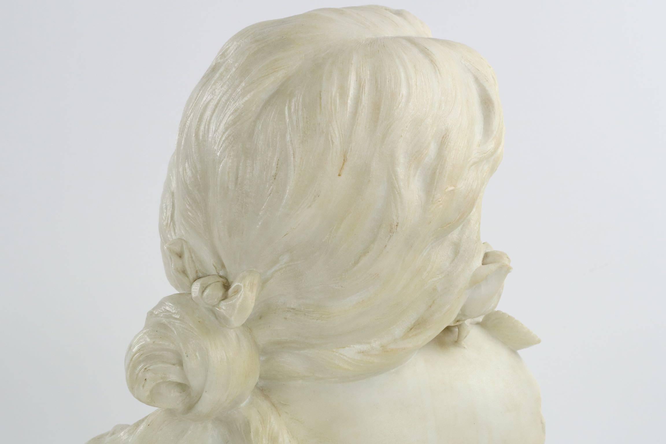 Fine Italian Antique Marble Sculpture Bust of a Young Woman Signed A. Testi 2