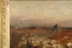 Charles Herrmann-Léon Antique Painting of Dog Herding Sheep