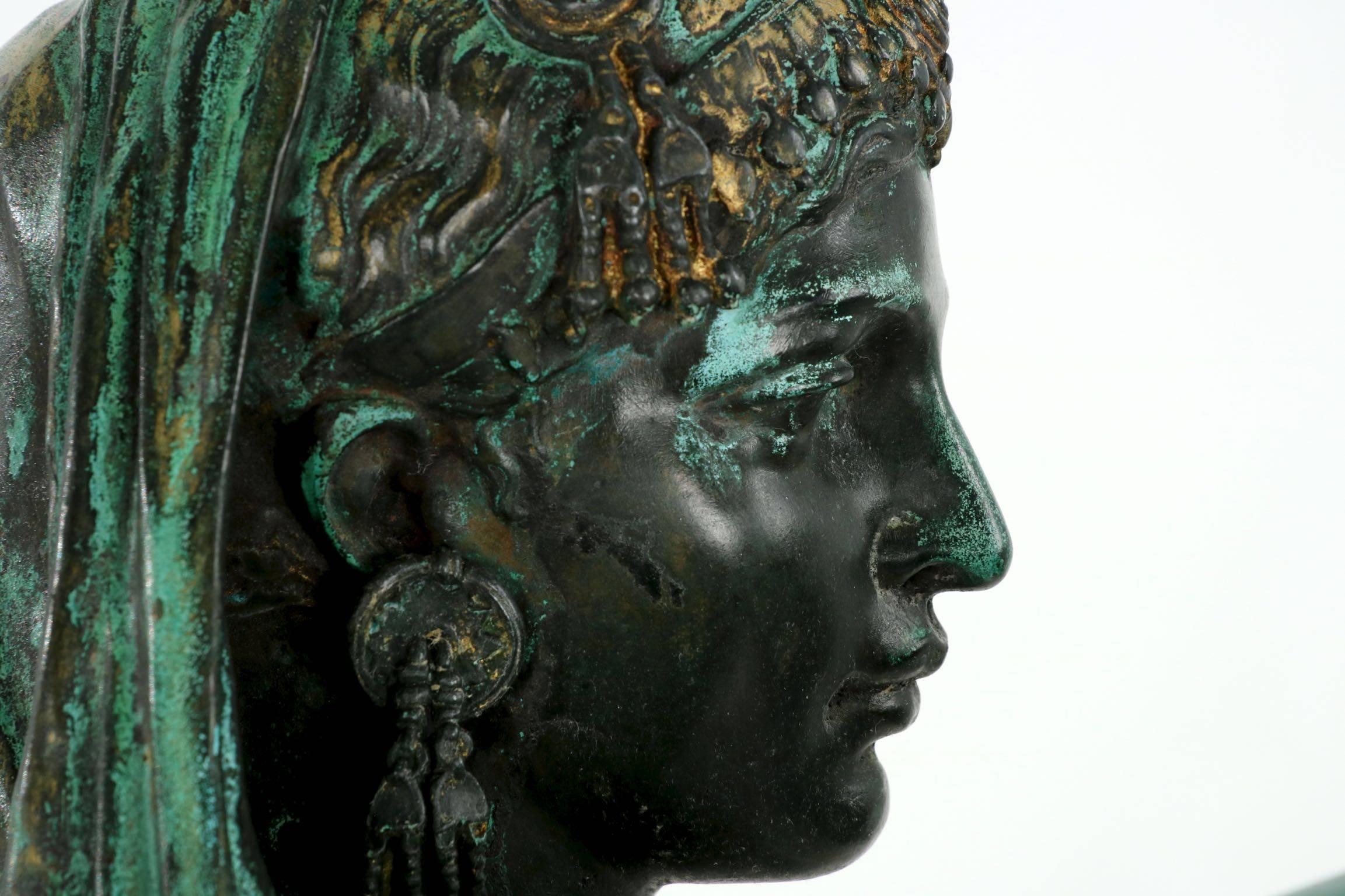 Patinated Fine Emile Guillemin Bronze Sculpture Torchiere Lamp 