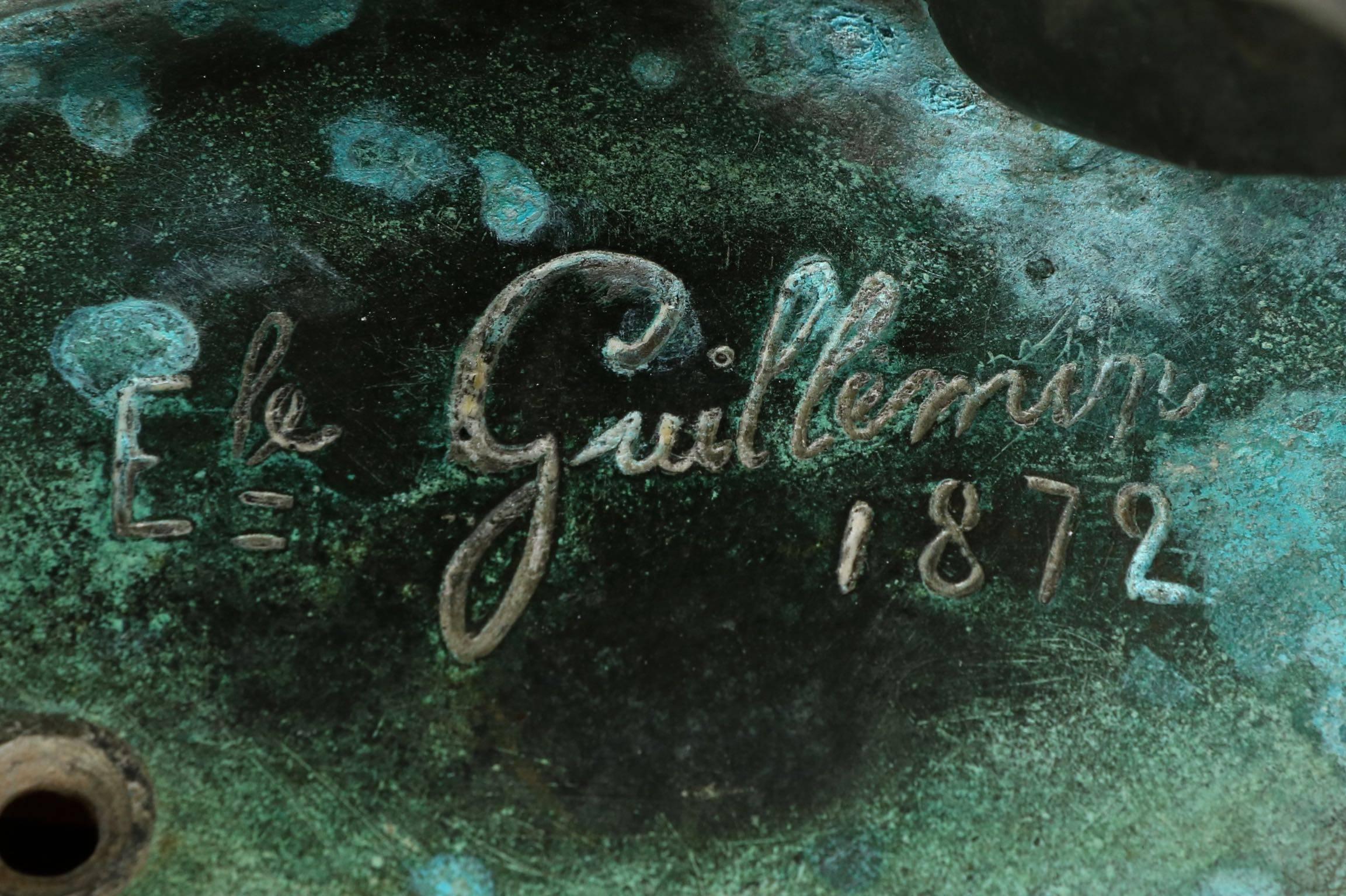 Fine Emile Guillemin Bronze Sculpture Torchiere Lamp 