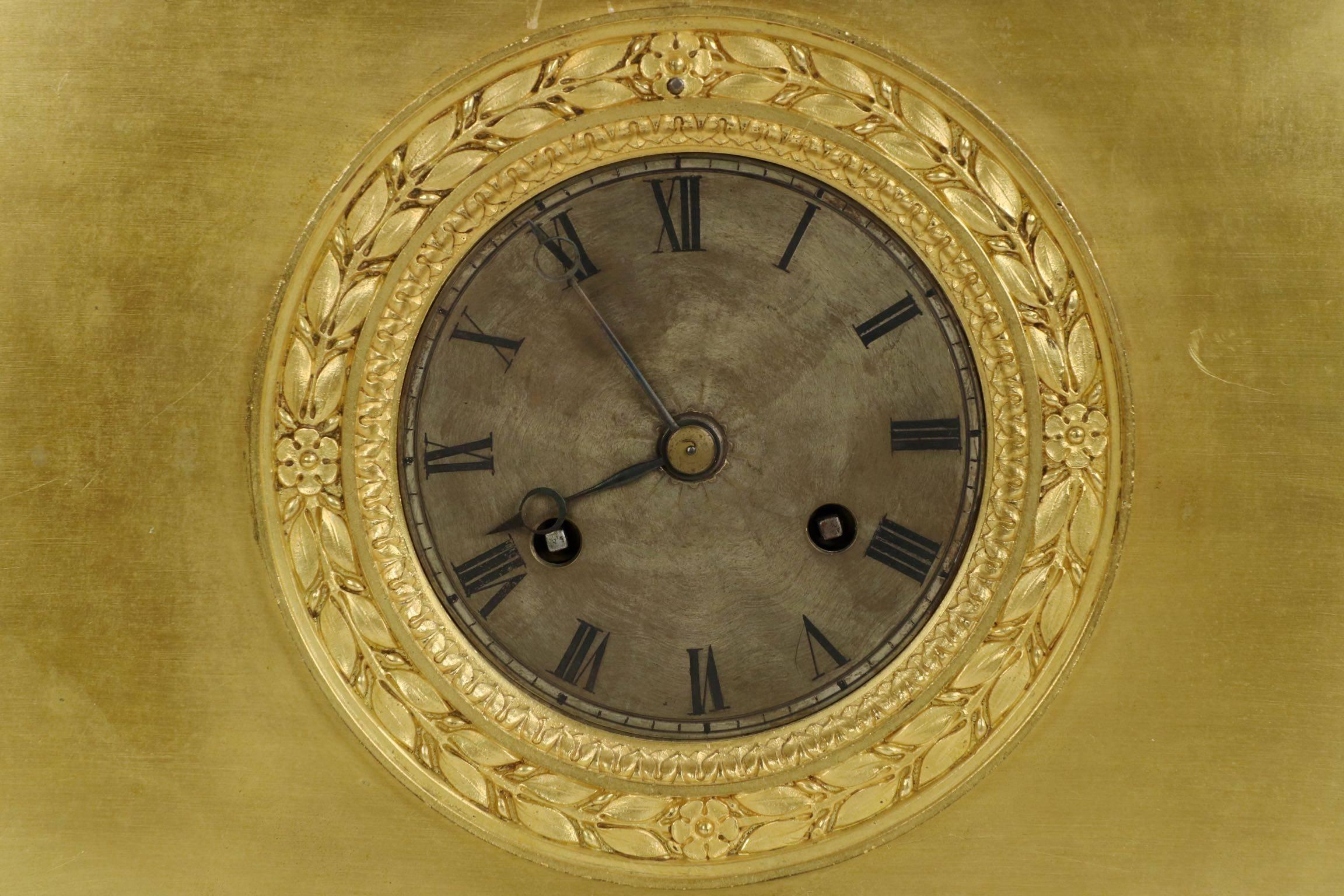 Fine French Empire Gilt Bronze Antique Mantel Clock by Honoré Pons, circa 1830 4