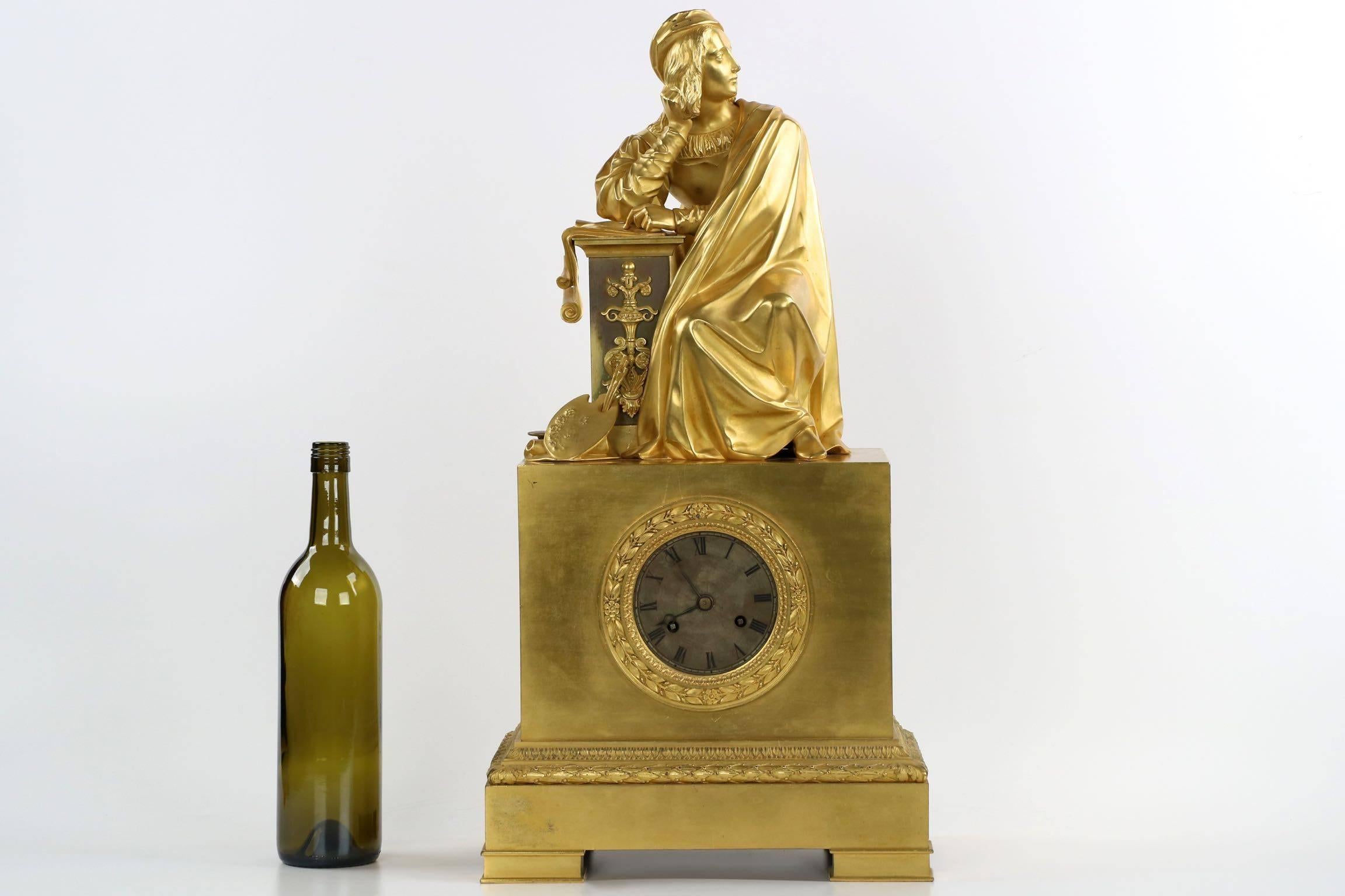 Fine French Empire Gilt Bronze Antique Mantel Clock by Honoré Pons, circa 1830 5