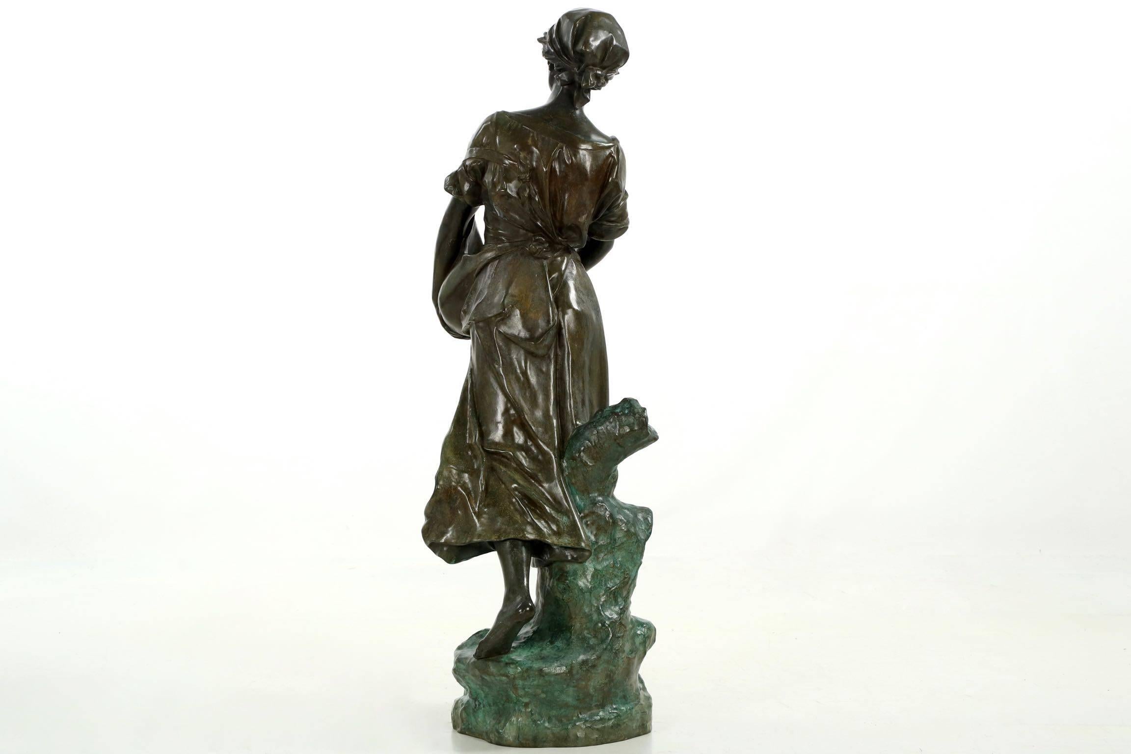 Art Nouveau Large Edouard Drouot, French, Bronze Sculpture, 