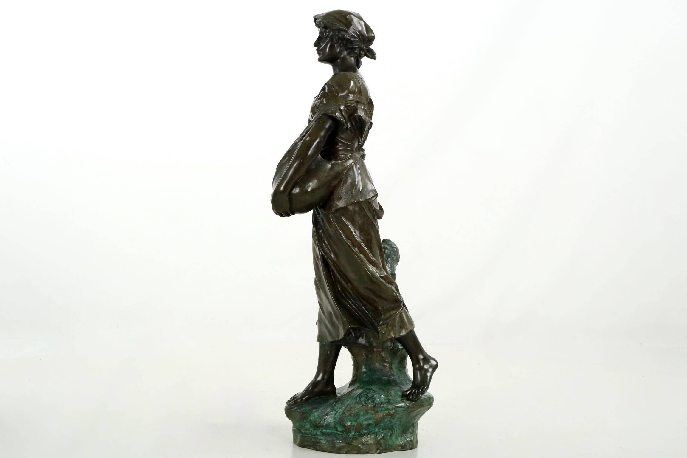 Patinated Large Edouard Drouot, French, Bronze Sculpture, 