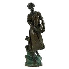 Large Edouard Drouot, French, Bronze Sculpture, "La Semeuse, " circa 1910