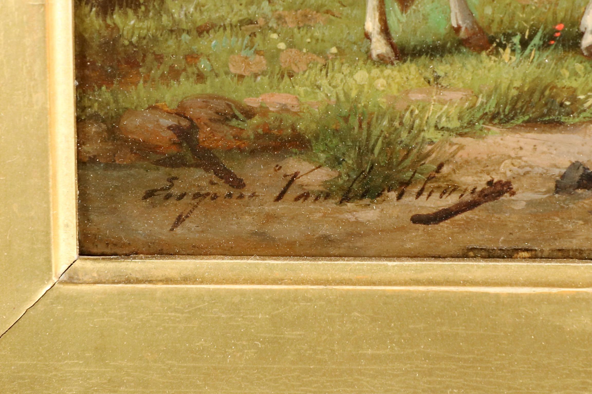 Fine Painting of Sheep at Pasture by Eugene Verboeckhoven, Belgian 3