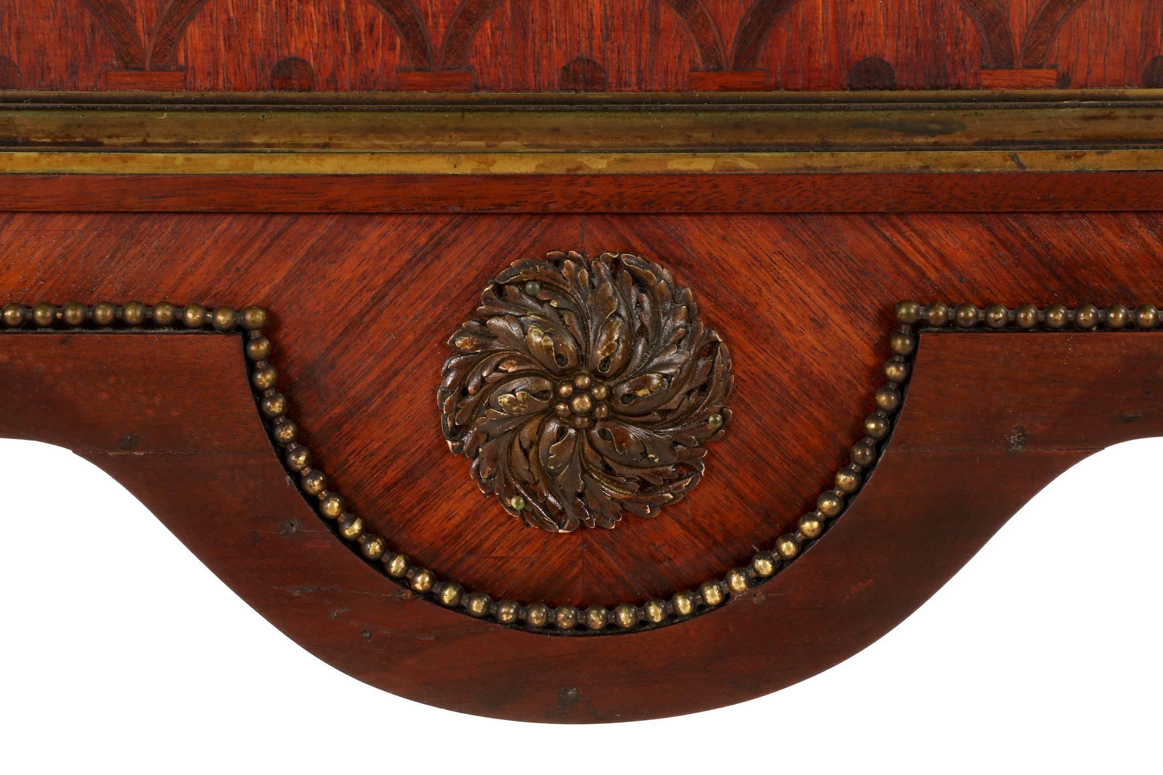 French Neoclassical Bronze and Marble Parquetry Inlaid Commode, circa 1880 3