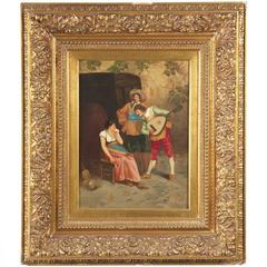 Gian Polidori, Italian, 19th Century Oil Painting of Street Musicians, Signed