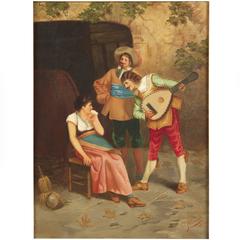 Antique Gian Polidori, Italian, 19th Century Oil Painting of Street Musicians, Signed