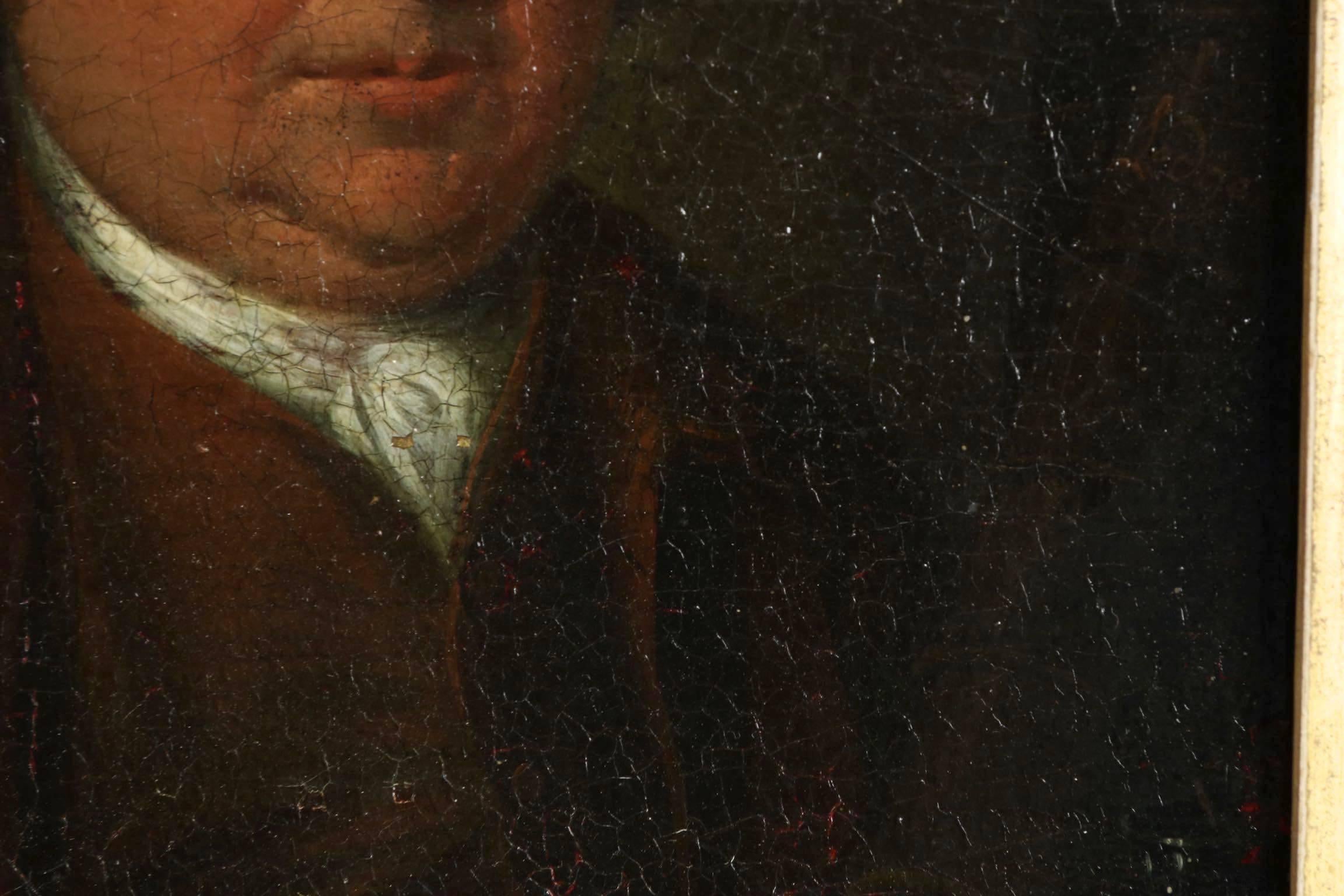 Painted English Antique Oil Painting Portrait of Seated Gentleman, 18th Century