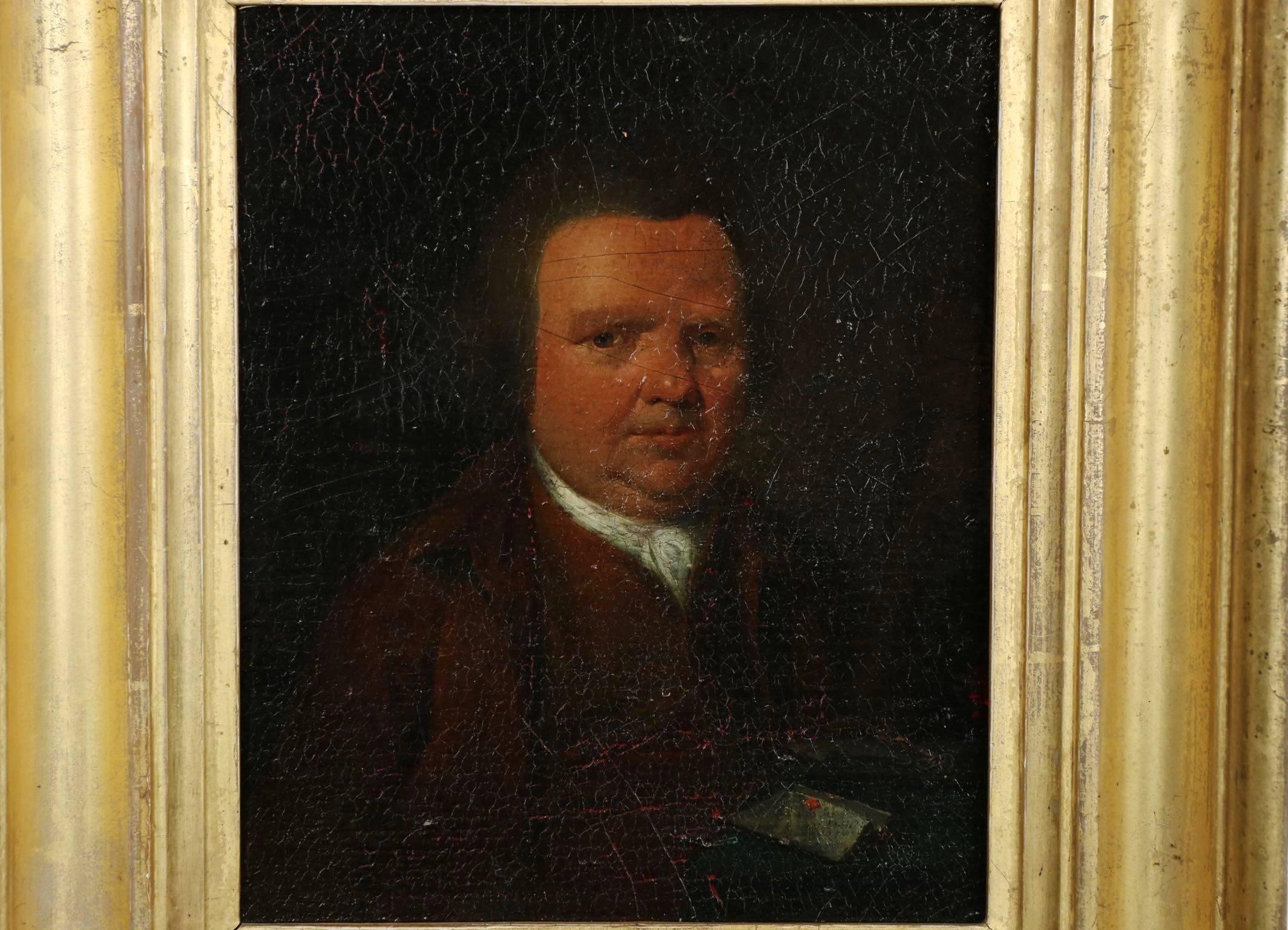A finely detailed portrait of a seated gentleman, there is depth to the work that is self evident. His features are crisp and perfectly executed, his eyebrows with the faint translucence of thinning hair as his nose and face are almost photographic