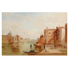 Alfred Pollentine, British, Venetian Grand Canal Oil Painting, circa 1885