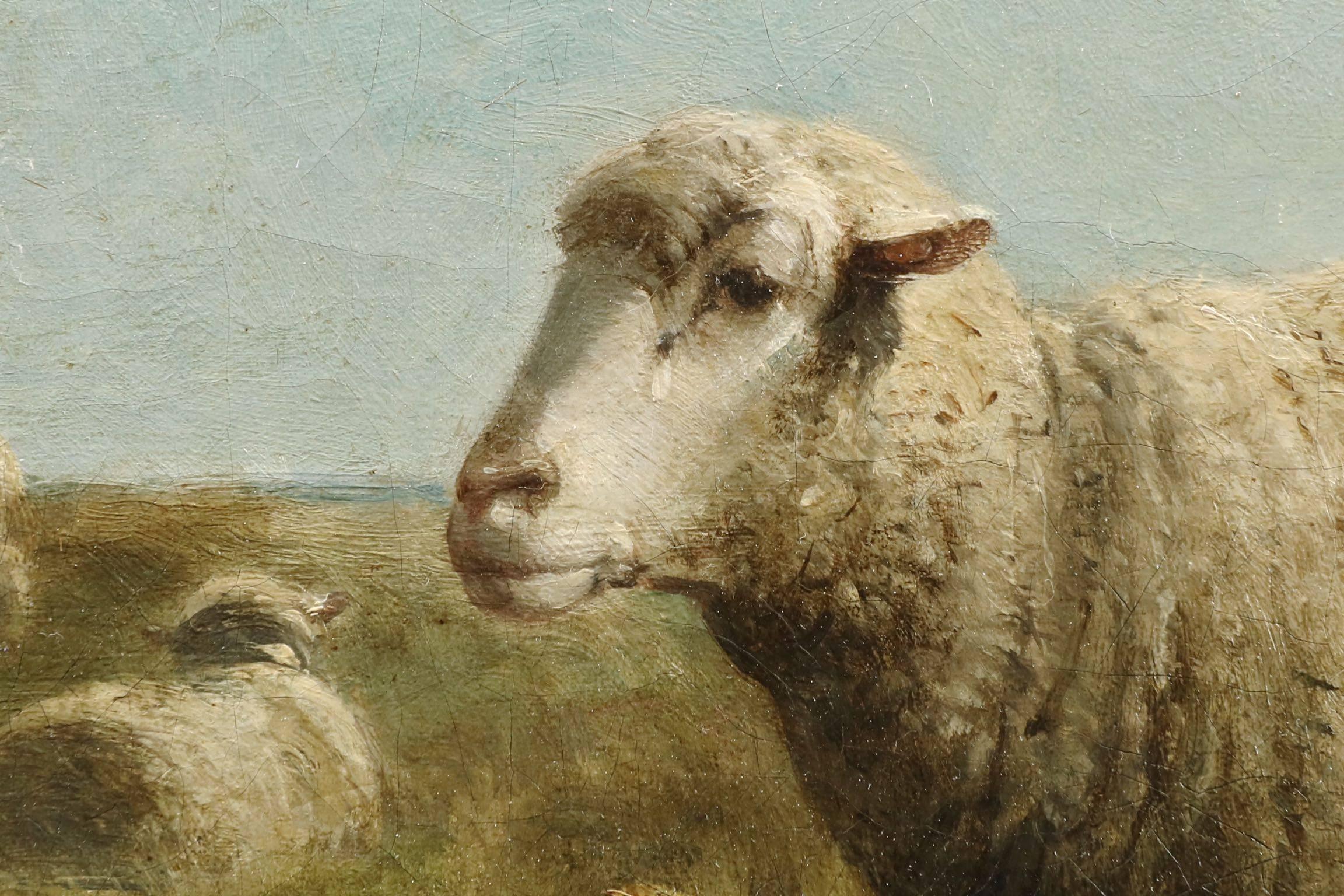 shepherd and sheep painting