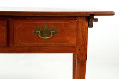 American Queen Anne Inlaid Walnut Three-Drawer Antique Tavern Table Desk