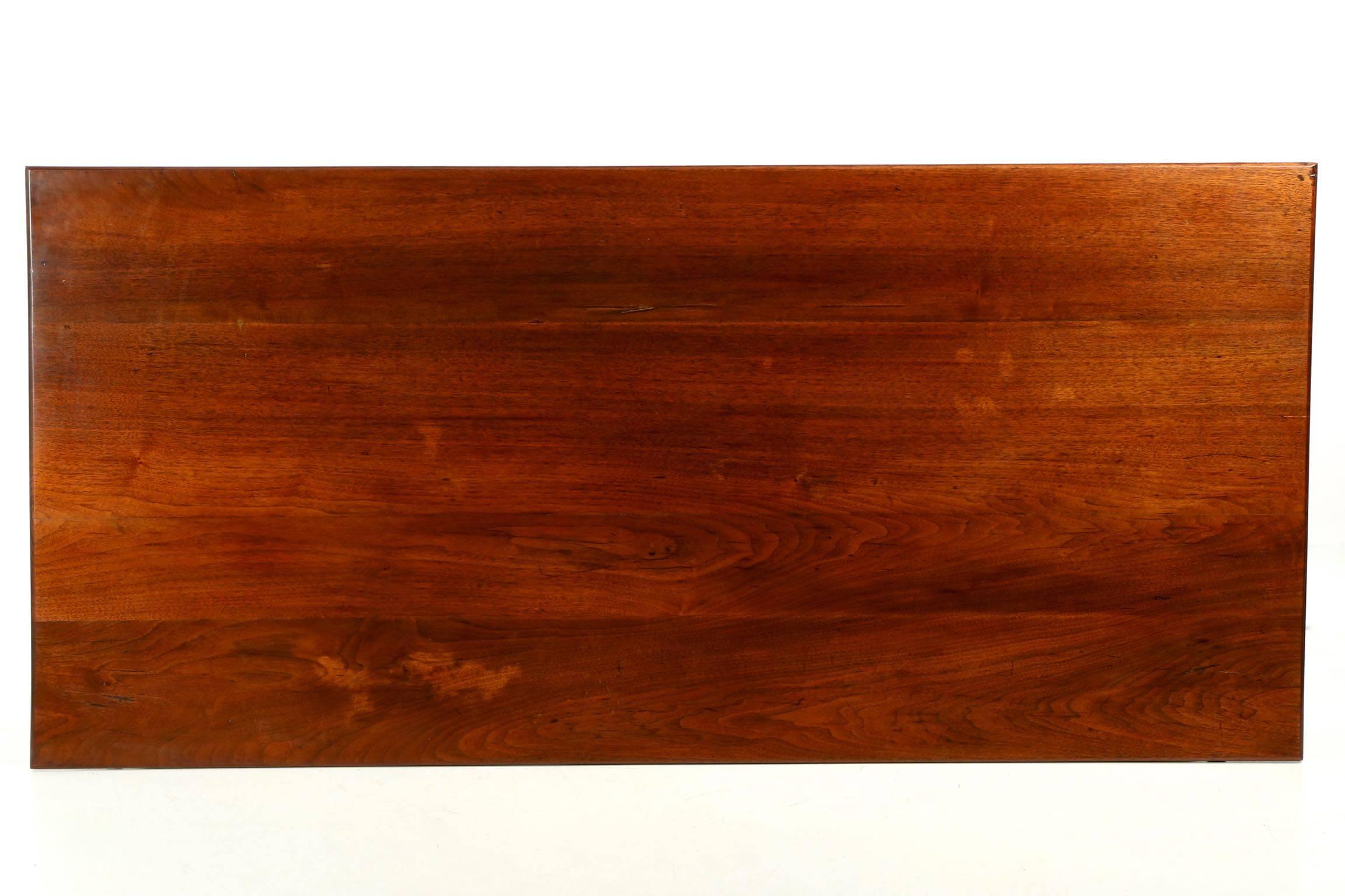 American Queen Anne Inlaid Walnut Three-Drawer Antique Tavern Table Desk 2