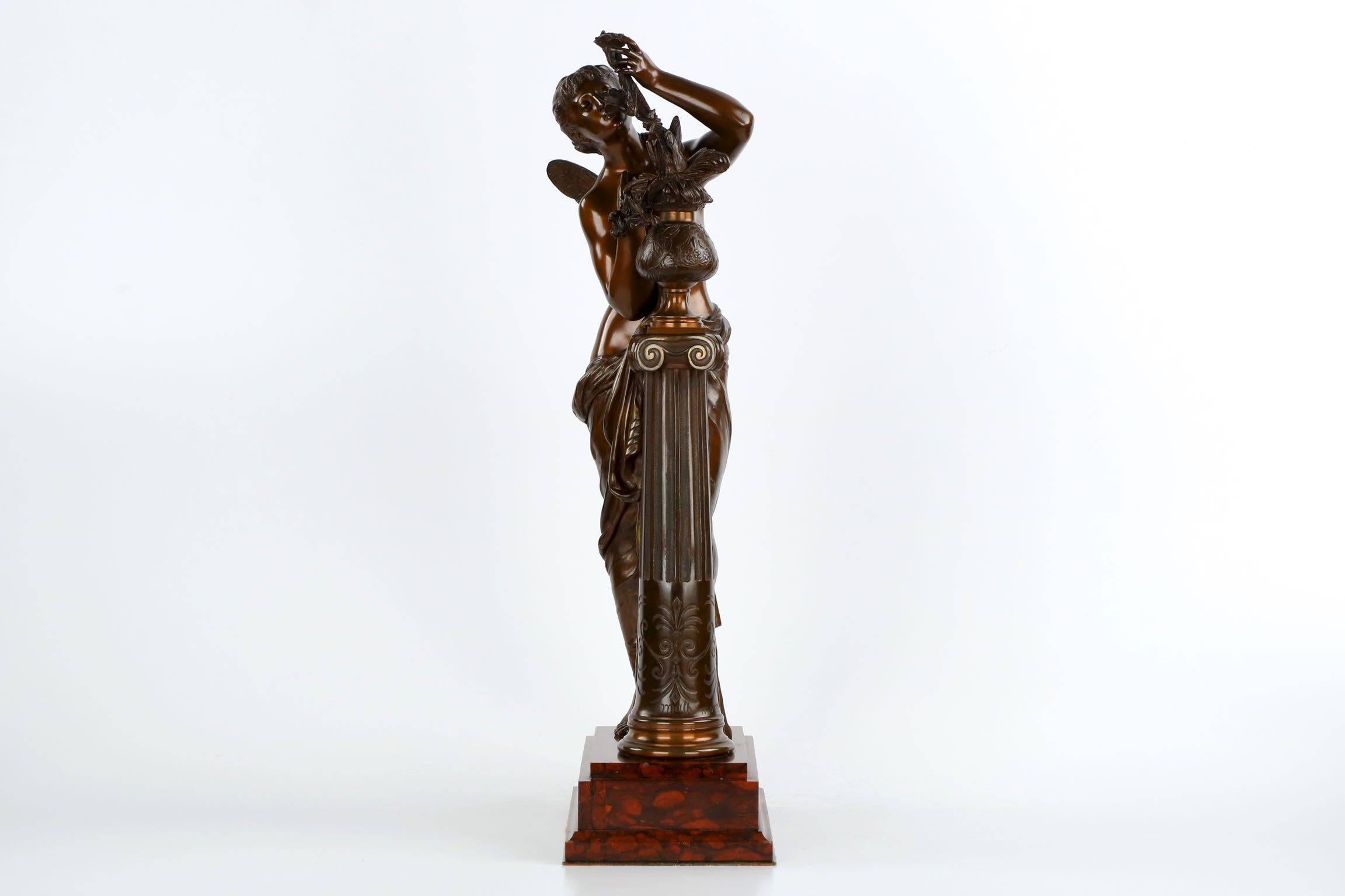 French Fine Authentic Bronze Sculpture of L'aurore by Mathurin Moreau, circa 1880