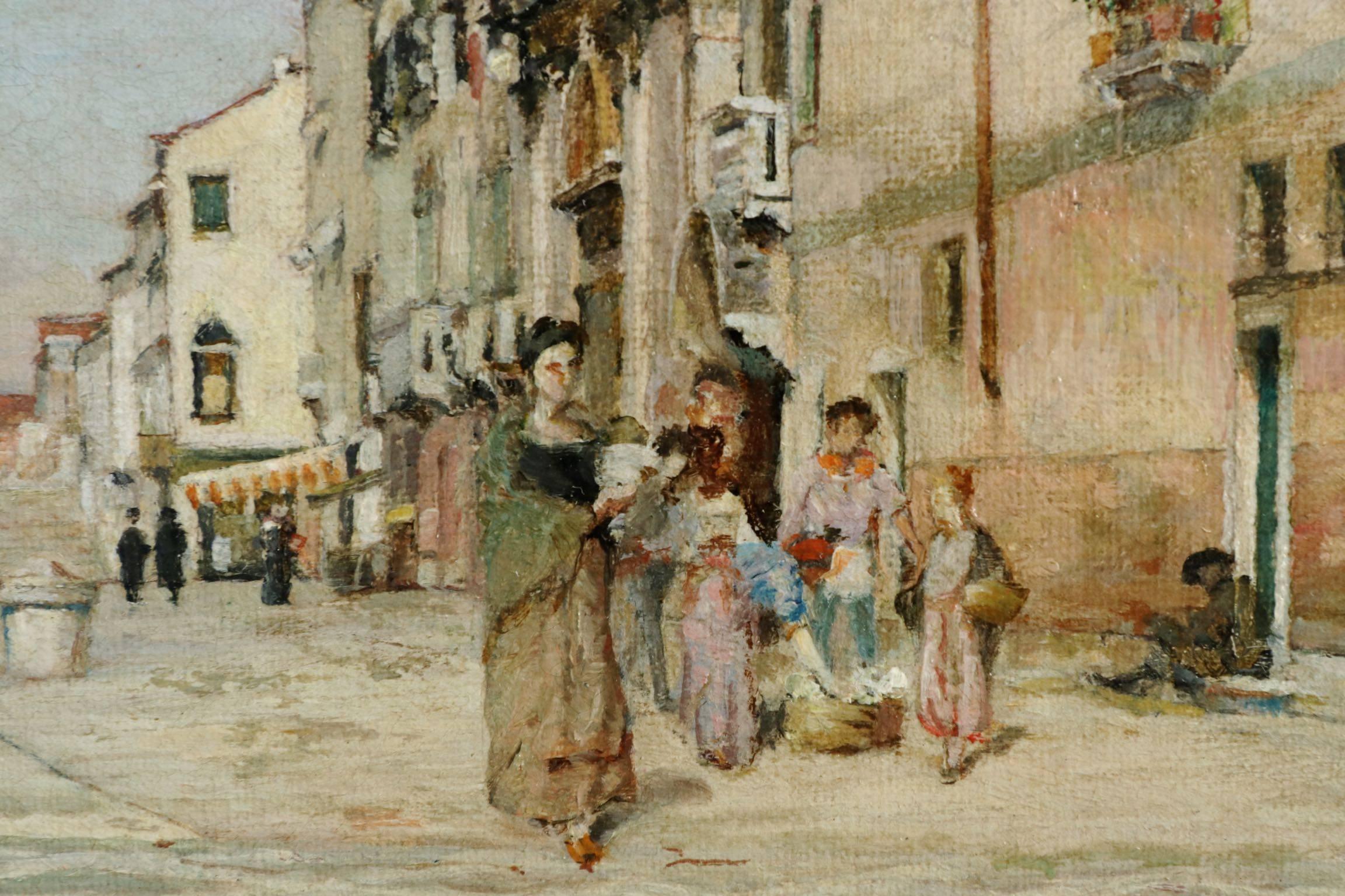 Canvas Venetian Street Scene Painting by William Graham American, circa 1891