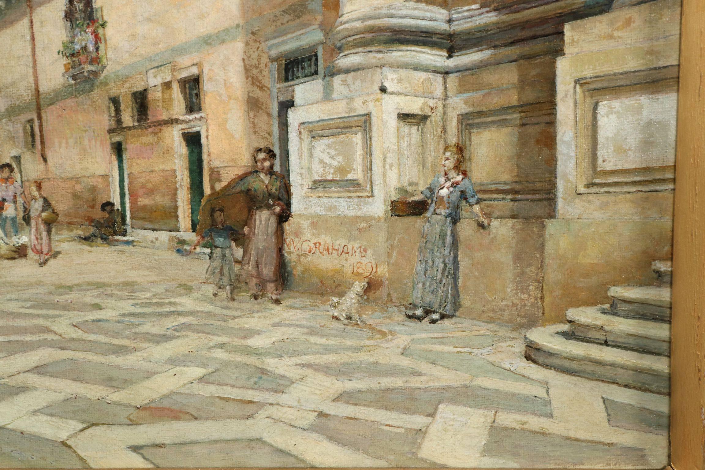Late 19th Century Venetian Street Scene Painting by William Graham American, circa 1891