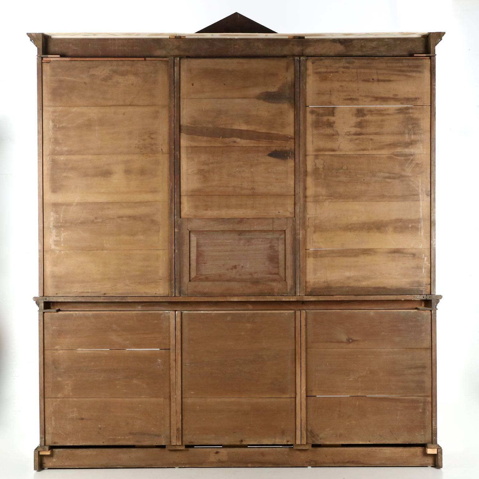 Beveled Exceptional Irish Chippendale Walnut Breakfront Bookcase, Strahan & Co.