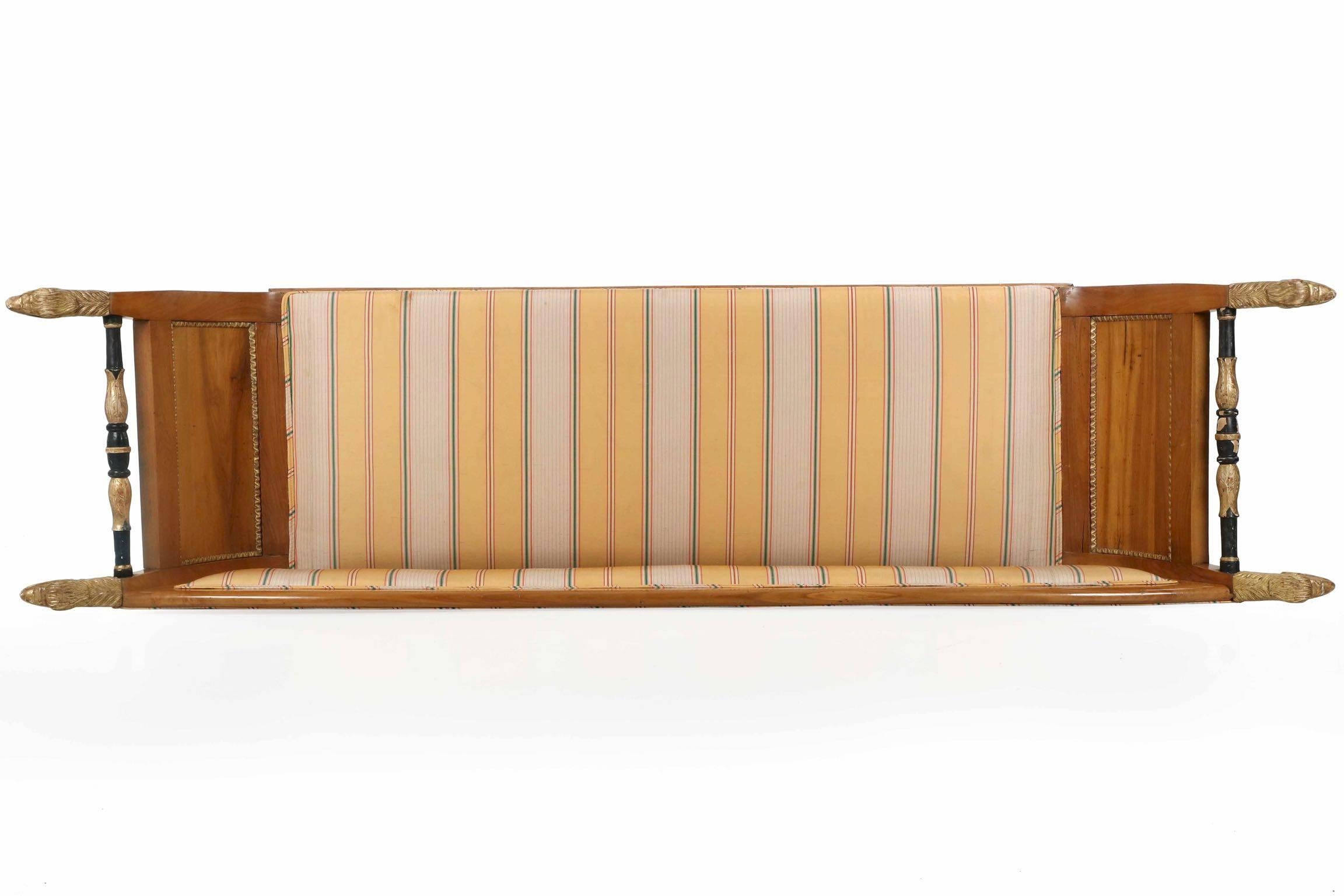 Fine Neoclassical Parcel-Gilt and Ebonized Canapé Settee Sofa, 19th Century 3