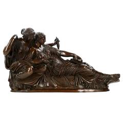 "Two Fates" Bronze Sculpture by Jean-Baptiste CléSinger, Barbedienne